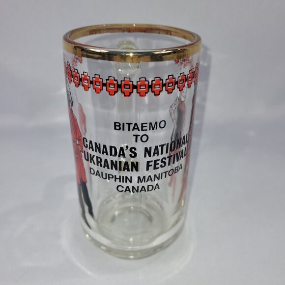 Ukrainian Festival Dauphin MB Vintage Glass Beer Mug 1980s - Picture 3 of 3